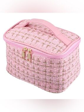 Pink Tweed Cosmetic Train Case - Women Bags
